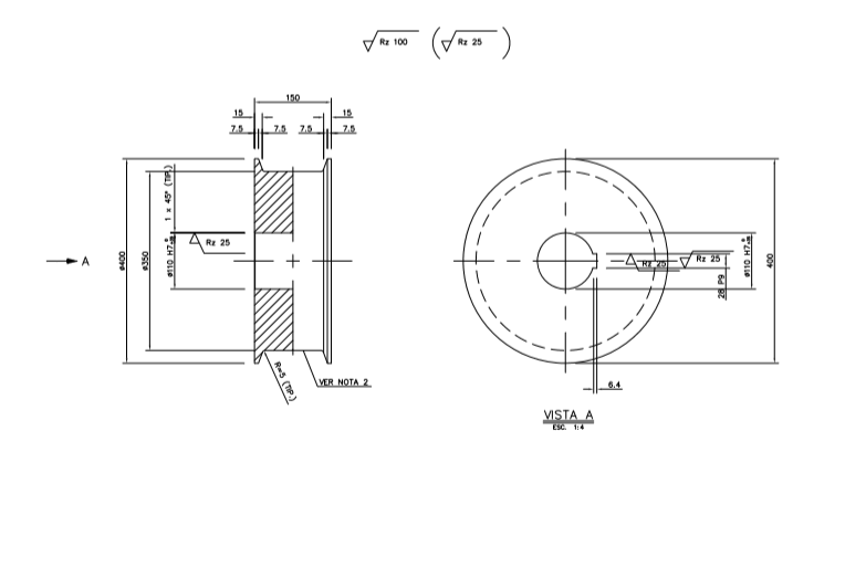 PROJETO MECÂNICO - RODA P/ CARRO DE TRANSLAÇÃO - DETALHAMENTO