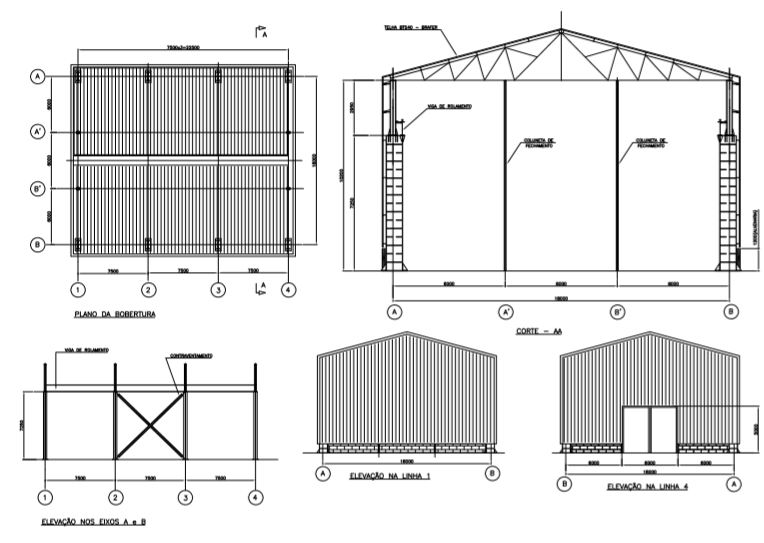 PROJETO DE ESTRUTURA METÁLICA - GALPÃO INDUSTRIAL
